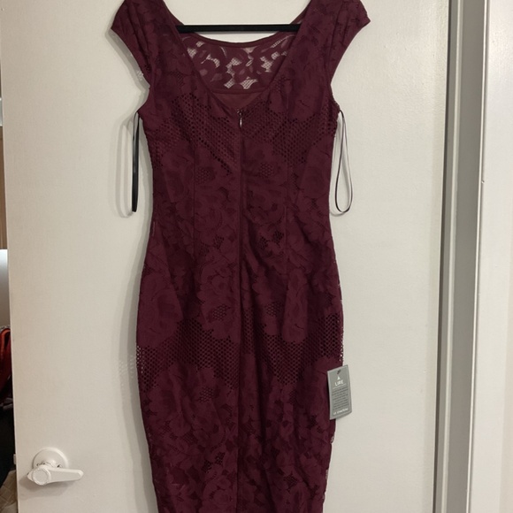 New Burgundy Lace Dress - Picture 2 of 3